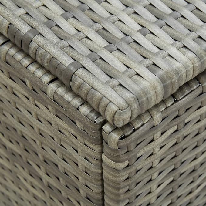 Patio Storage Box Deck Storage Box Outdoor Storage Box Indoor Wicker Storage Bin for Patio Furniture Cushions, Pillows, Garden Tools, Poly Rattan Gray, 70.8"x35.4"x29.5" -AA