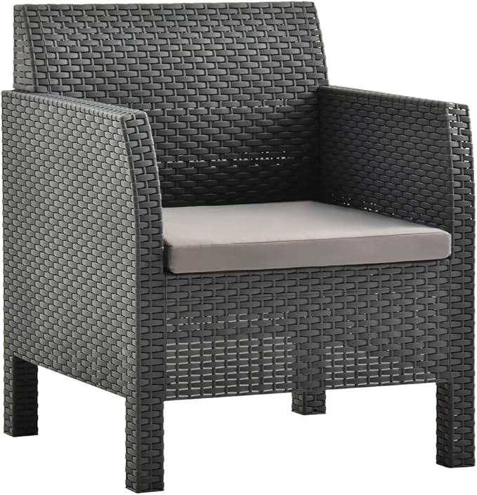 2 Piece Patio Lounge Set,Patio Furniture Set,Garden Conversation Bistro Sets for Yard,Pool or Backyard,with Cushion PP Anthracite(Easy to Assemble)