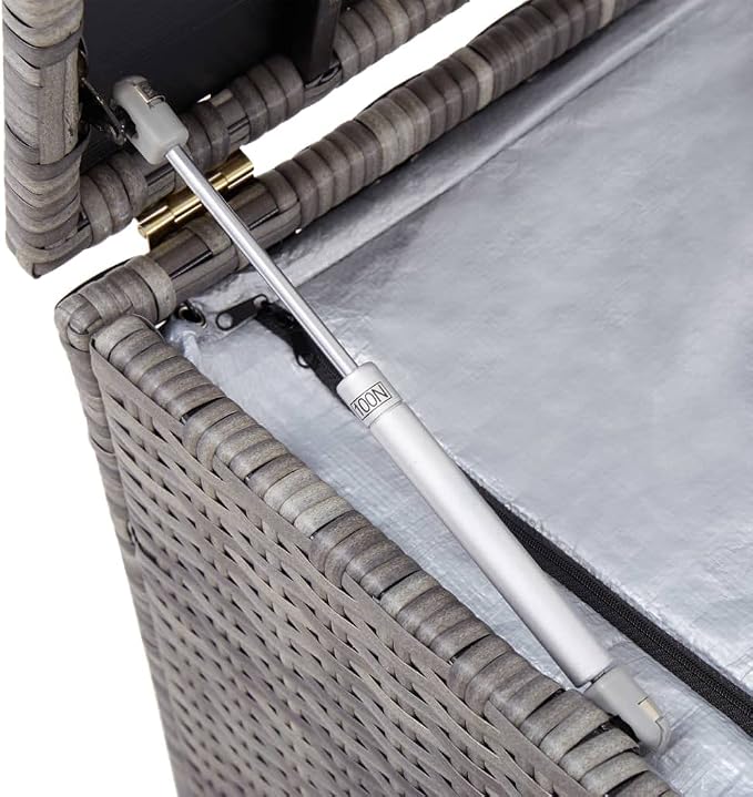 Patio Storage Box, Deck Box Outdoor Storage Box Outdoor Storage Bench Delivery Boxes For Outside Suitable For Patios Backyard Pool Gardens Poly Rattan 39.4"x19.7"x19.7" Gray