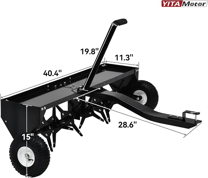 YITAMOTOR 40" Tow Behind Lawn Plug Aerator with Universal Hitch; Designed to Pull Behind Lawn & Garden Tractors