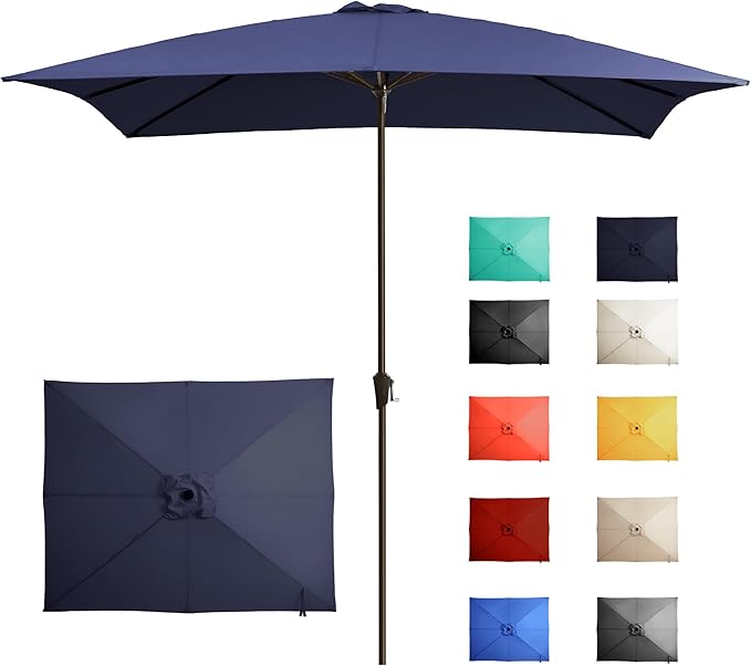 Ayge 8x10FT Large Rectangular Patio Umbrella Outdoor Table Umbrella w/Crank Rectangle Market Umbrella UV Protection for Garden, Deck,Lawn,Yard & Pool, Navy blue