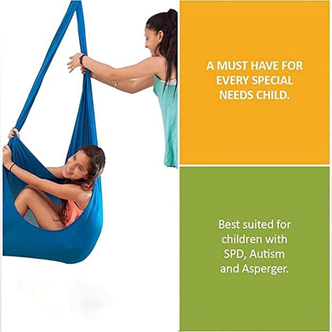 Nylon Elastic Cuddle Hammock Therapy Swing Indoor Hanging Seat for Kids Autism ADHD ADD with Sensory Needs Children Outdoor (Color : Rose red, Size : 100 x 280 cm)