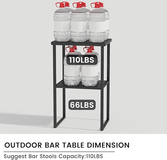 Sundale Outdoor Wicker Bar Table, 36 Inch Counter Height Patio High Top Dining Table, Rattan Bistro Pub Table with Storage Shelf for Deck Poolside Balcony Garden, Charcoal Gray