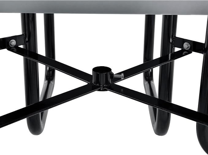 Global Industrial 46" Square Picnic Table, Expanded Metal, Gray Thermoplastic Coating, Attached Benches, 1-1/2” Umbrella Pole Hole, Outdoor-Rated, 1000 lb Capacity