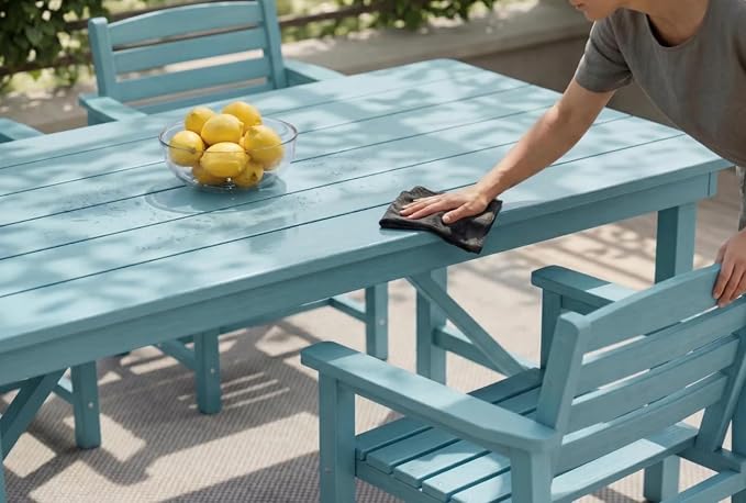Outdoor Dining Chairs, Set of 2,Light Blue | HDPE material, comfortable armrests, weather-resistant furniture, ideal for table match, backyard, deck, garden