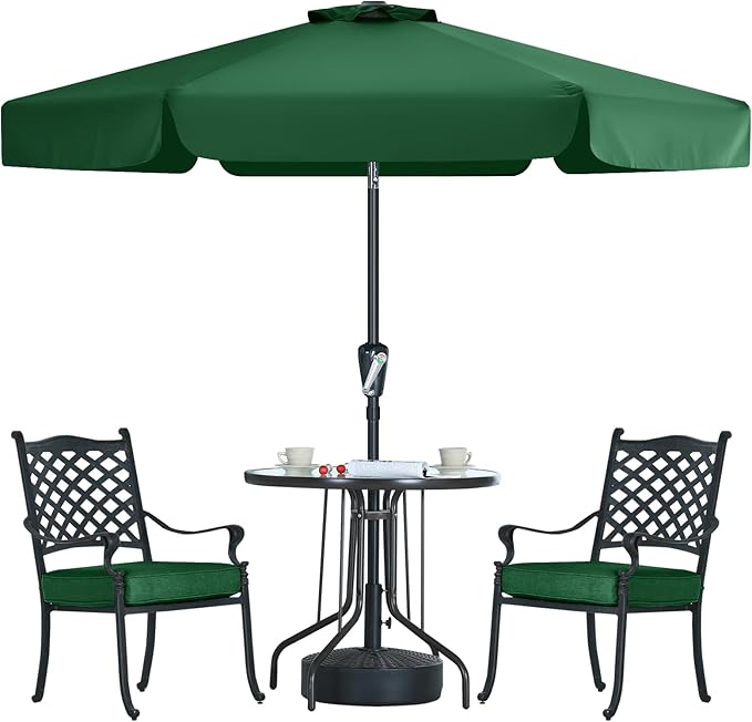 MASTERCANOPY 7.5ft Patio Umbrella with Valance, Crank and Tilt – 6 Ribs Outdoor Market Umbrella, UV/Fade Resistant, Waterproof Canopy with Wind Vent for Garden, Deck, Backyard, Pool (Forest Green)