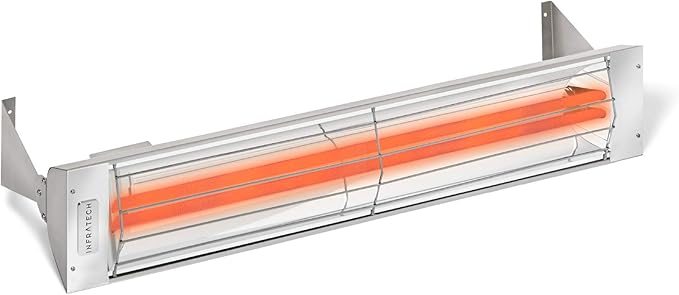 Infratech WD-3024 SS Stainless Steel Fixture Daul Element Electric Patio Heater 33" Long, 3000 Watt, 240 Volts, Stainless Steel