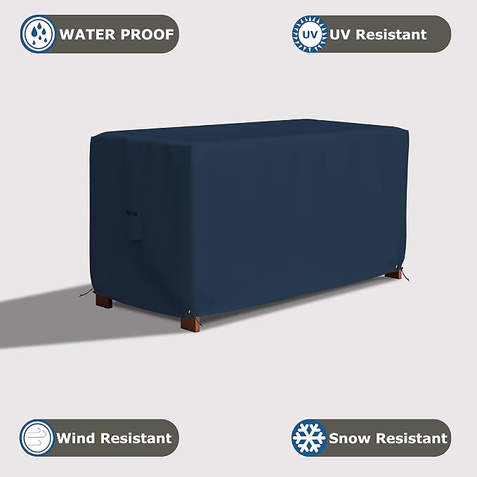 Covers & All Patio Deck Box Cover - Heavy Duty 12 Oz Waterproof Outdoor Yard Cushion Storage Box Protection 100% Weather Resistant with Air Pockets and Drawstring. (52" W X 27" D X 27" H, Blue)