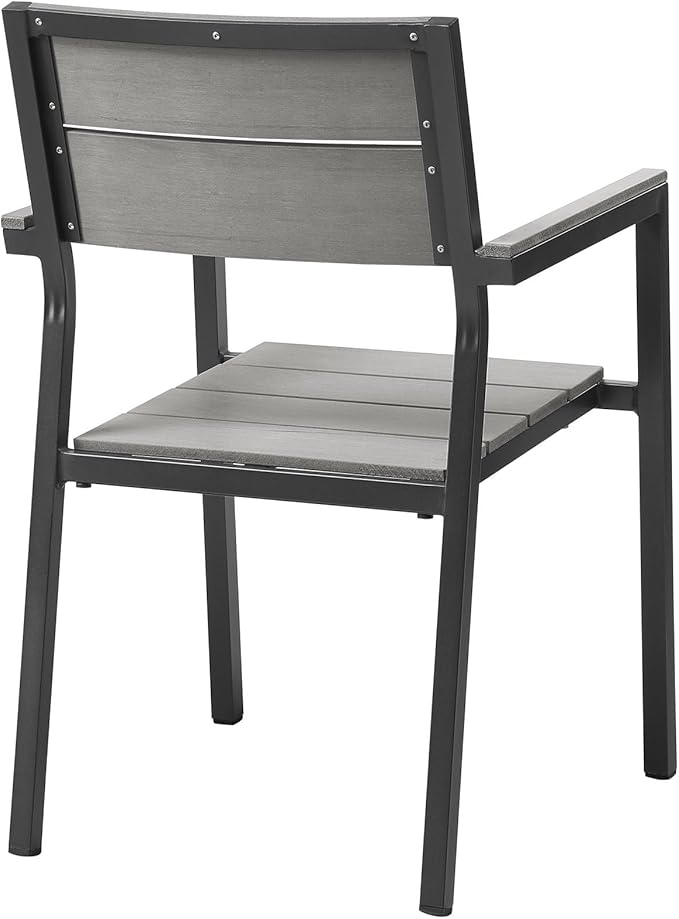 Modway Maine 7-Piece Aluminum Dining Table and Chair Outdoor Patio Set in Brown Gray