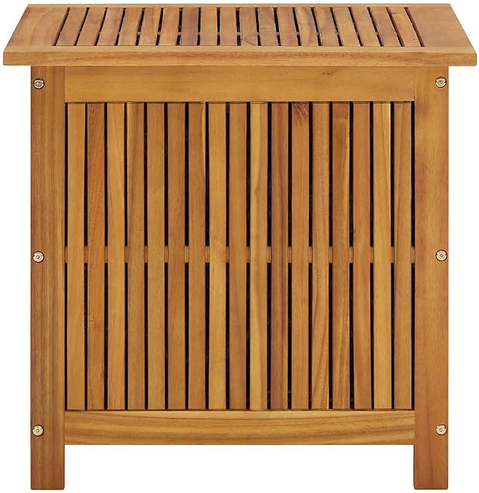 Solid Acacia Wood Storage Box, Rectangular Deck Box with Oiled Finish for Patio Garden and Conservatory, Brown Wooden Storage Trunk for Cushions and Tools, 23.6 x 19.7 x 22.8 Inches