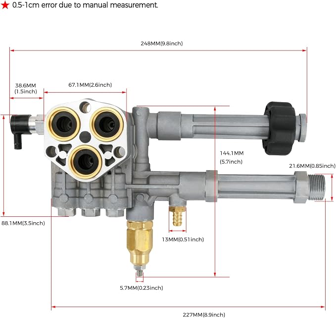 AR43361 Pressure Washer Pump Head 43361 Compatible with SRMW2.3G28 SRMW2.4G28 Pumps for Annovi Reverberi Toro Troy Bilt with Unloader and Relief Valve