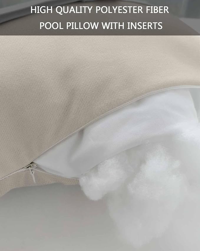 Outdoor Lumbar Pillows with Strap & Insert Swan White Recliner Head Pillow Pack of 2 Simple Style Waterproof Headrest Patio Lounge Chair Pillows for Beach Pool Office Chaise Chair 12x20 Inch