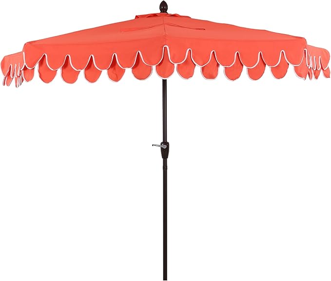 Eyely BMU1202 Noah 9 ft. Classic MidCentury Scalloped Fringe Market Patio Half Umbrella with Crank for Garden, Pool & Deck, Tilt Button and UV Protection