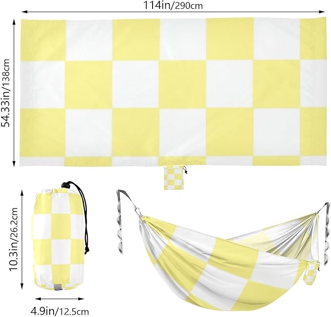 Yellow and White American Plaid 330lb Capacity Hammocks with Hanging Rope Rope Hammock for Outside Camping Essentials jamaca para Patio