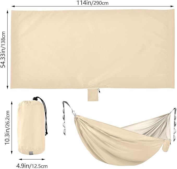 Blanched Almond Solid Color Pure Plain 330lb Capacity Hammocks with Portabl Carry Bag Portable Hammock for Patio Backyard Lounge Base hamaca con soporte para adultos