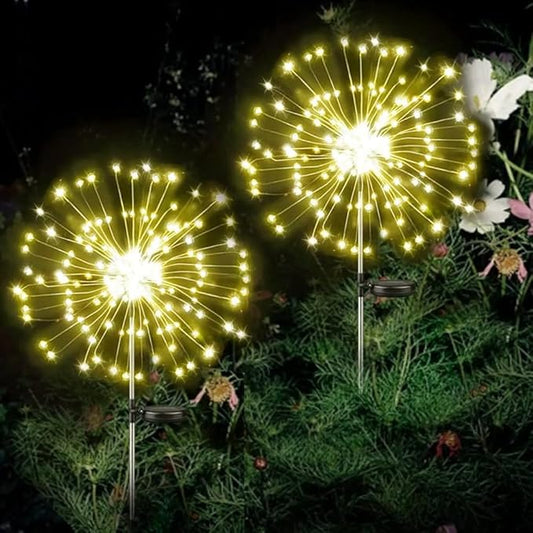 XIHAMA Solar Garden Lights 2 Pack 150 LED Fireworks Garden Lights Solar Lamp with 8 Lighting Modes Waterproof Outdoor Lamp for Lawn Backyard Flower Boxes Pathway