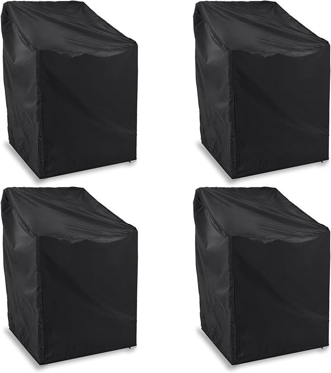 Covermates Classic Outdoor Chair Cover – Heavy-Duty 12-Gauge Vinyl Patio Chair Protector, Weather-Resistant, Elastic Hem, Fits Most Garden & Deck Chairs, 25W x 28D x 36H - Set of 4