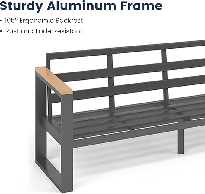 Sundale Outdoor Aluminum Patio Furniture Set, 4 Piece Outdoor Conversation Sets with Coffee Table and Washable Thick Cushions, All Weather Outdoor Sectional Set for Deck, Lawn, Yard (Navy Blue)
