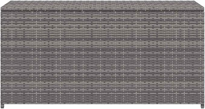 Outdoor Storage Chest, 47.2 Inch Large Deck Box for Patio, Garden, and Backyard, Durable Weather-Resistant Synthetic Poly Rattan Organizer for Cushions, Blankets, and Pool Accessories, Grey