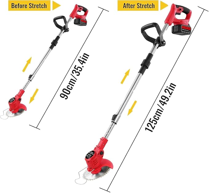 Cordless Garden Strimmers,Electric Cordless 48v Grass Strimmer with 2 X 2000mAh Battery, Adjustable Metal Blades,Garden Trimmer Telescopic Lightweight with Roller, 850W, for Gardens,Park Lawns
