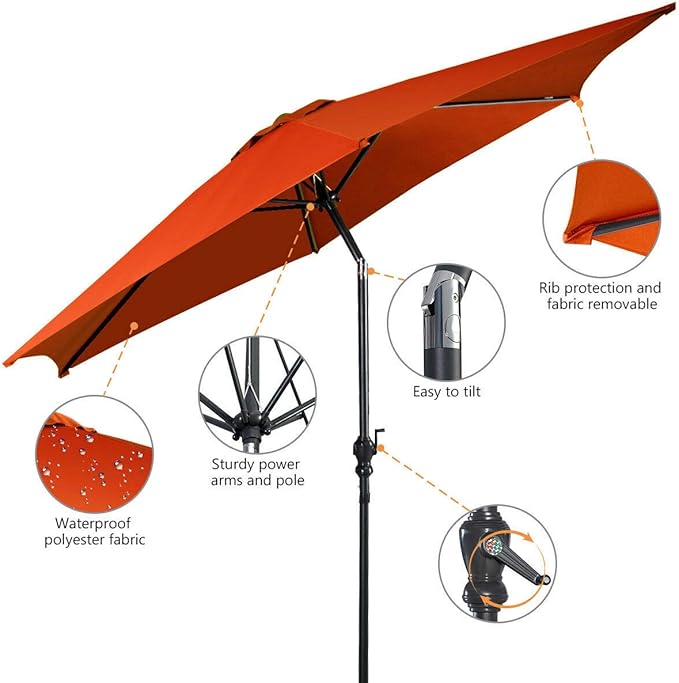 Giantex 9ft Patio Umbrella Outdoor, Market Table Umbrella w/Push Button Tilt and Crank, 180G Polyester Fabric and Sturdy Ribs, Sun Canopy Umbrellas for Patio Garden Beach Deck Pool
