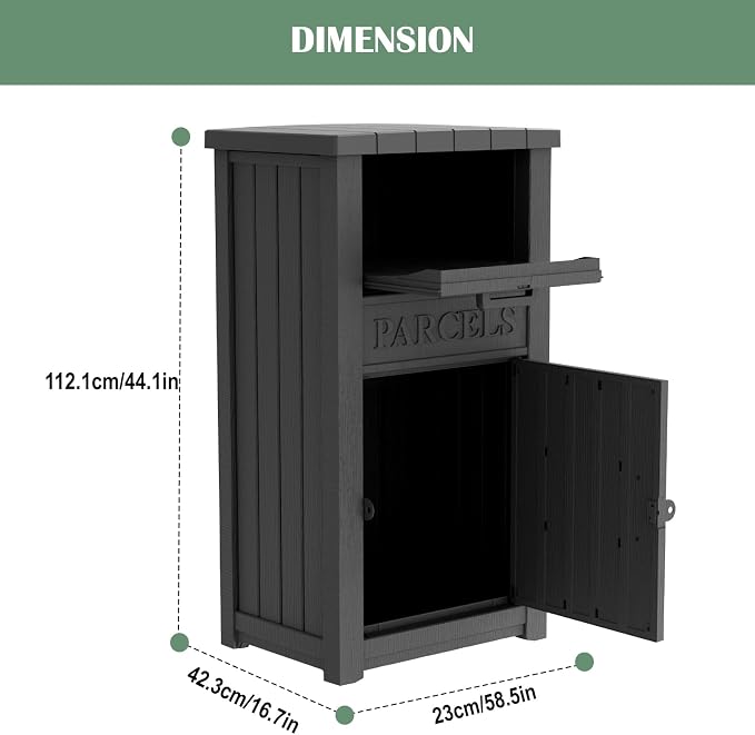 EasyUp Outdoor Package Delivery Box, 60 Gallon Package Box with Lockable Secure Storage, Anti-Theft, Waterproof, for Porch (Black)