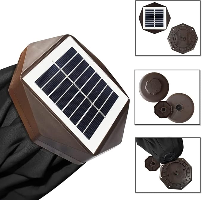 EliteShade USA 10-Year-Non-Fading 10ft Market Patio Umbrella, Commercial Grade Table Sun Umbrella with 80 Solar LED Lights, Crank Open, Windproof & UPF 50+ UV Protection for Garden, Deck, Pool, Backyard, Black