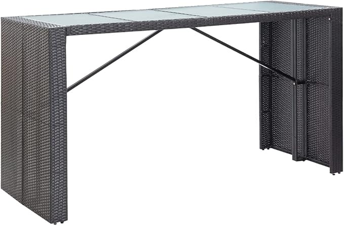 9 Piece Patio Bar Set,Wooden Picnic Tables Seating Set Conversation Patio Furniture for The Patio, Deck, Front Porch, Poolside or Balcony Poly Rattan Black