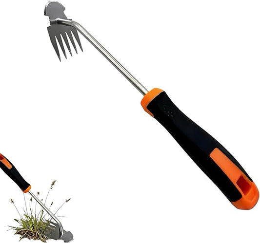 Weed Puller Tool, 5-Claw Dual Action Weeding Tool, Ergonomic Non-Slip Rubber Grip Manual Portable Hand Weeder for Backyard Farm Vegetable Garden