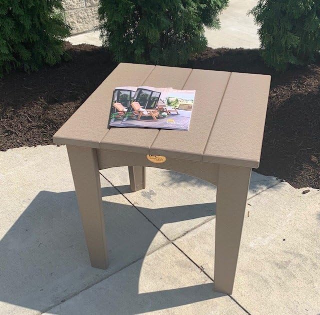 LuxCraft Island End Table – HDPE Poly Lumber Outdoor Side Table, Weatherproof Patio Accent Table, Low-Maintenance Porch Furniture (Dove Gray & Slate)