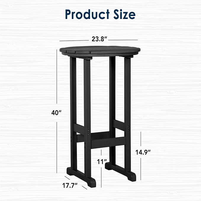 nalone 40" Outdoor Bar Table, All Weather HDPE Bar Height Patio Table Counter Round Patio Cocktail Bar Tables, Tall Bistro Pub Table for Deck, Porch, Backyard, Garden