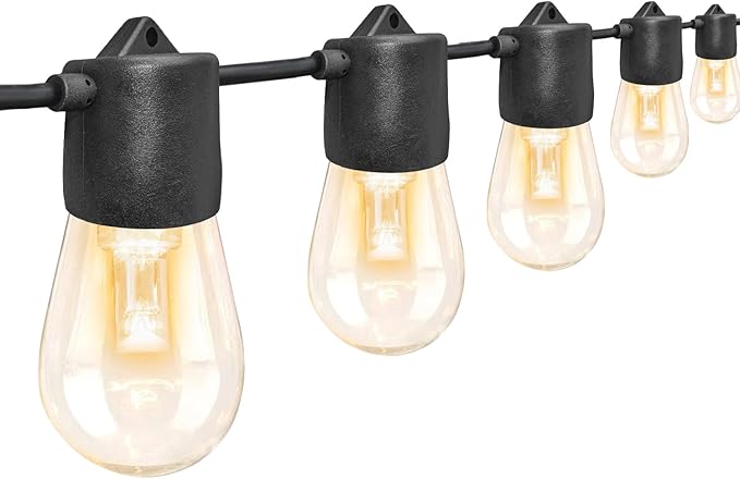 GANA 12V Low Voltage & Safe LED Outdoor String Lights,75FT 24 Shatterproof Bulbs, 2200K Warm White Pergola Lights for Your House's, Garden, Fence, Porch,Balcony,and Bistro（75FT）