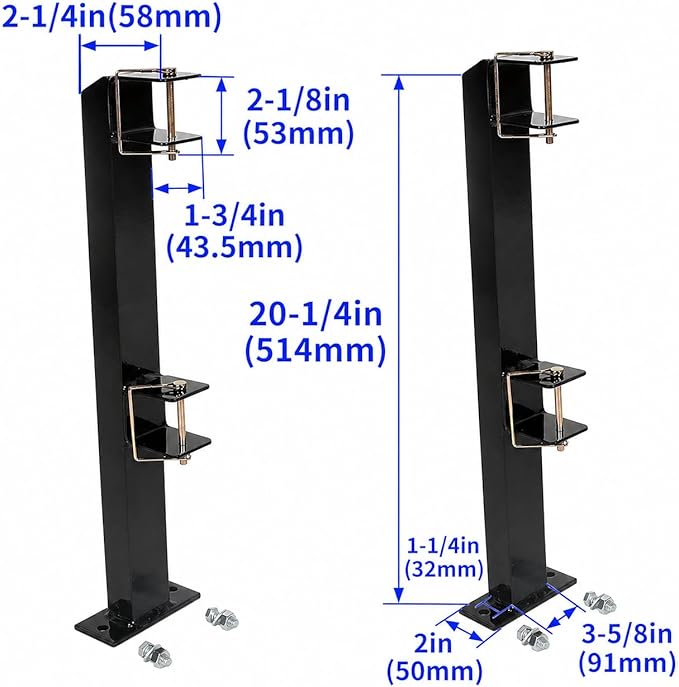 KUAFU 2 Place Weeder Trimmer Racks Holders Hold for Open Landscape Trailer Truck Edgers Pole Saws Tree Trimmers Black