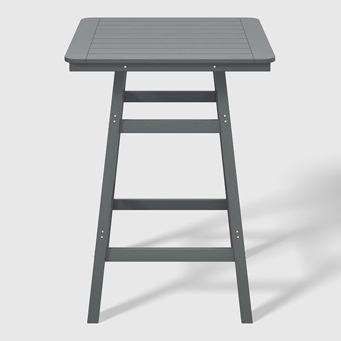 WestinTrends Malibu Square Outdoor Patio Bistro Bar Table with Umbrella Hole 42" Tall, Gray
