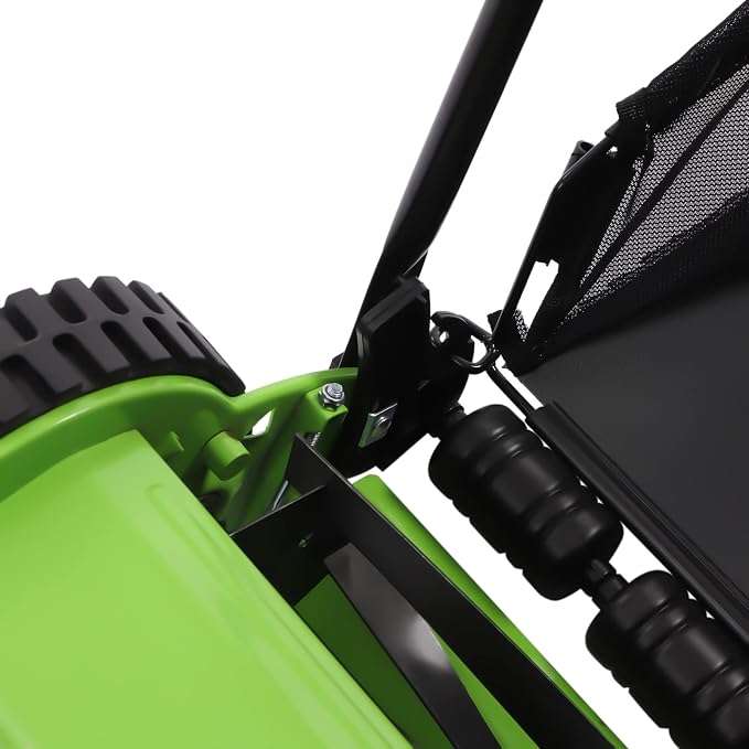 Xuthusman 12inch Adjustable Lawn Mower Manual Reel Push Walk-Behind Dual Wheeled Grass Cutter Sweeper with 23L Collection Bag 5 Blade Green