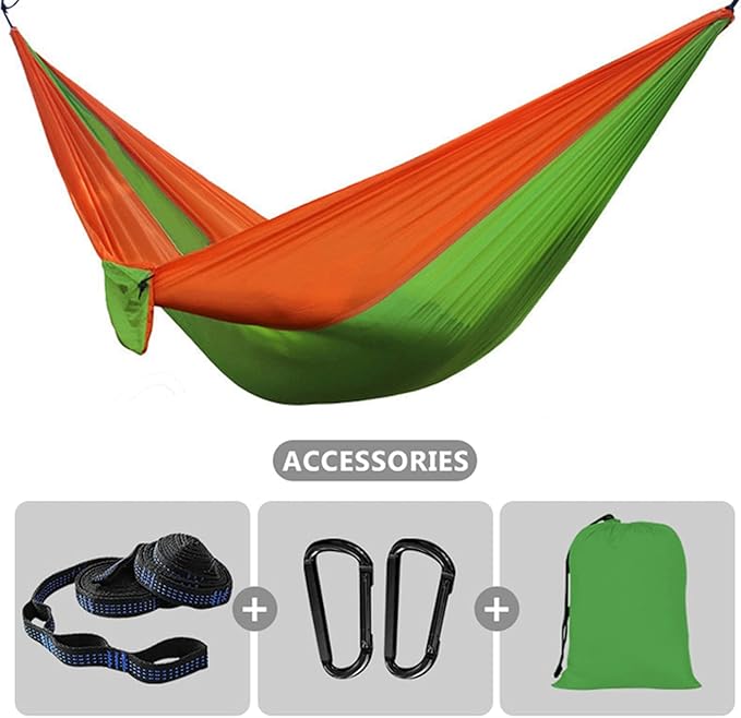 NOBRIM Camping Hammock Outdoor Portable Parachute Hammock Double Hammock Swing Hanging Chair Garden for Travel Patio Garden Backyard
