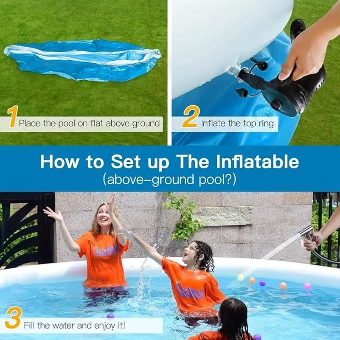 Montary Large 72"X72"X20" Inflatable Swimming Pool for Family - Thickened Backyard Summer Pool, Outdoor Blow Up Design with Coil Mesh, Foldable & Portable