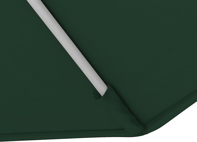 California Umbrella 11Ft Sunbrella Patio Umbrella, Fiberglass Ribs, Hand-Crank, Tilt-Collar, White Frame, Forest Green Fabric