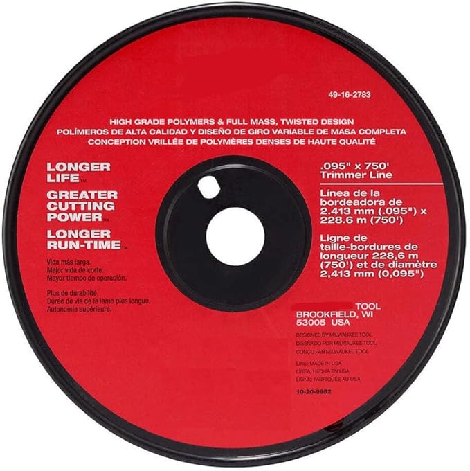 Weed Eater,Weed Wacker,String Trimmer for Milwaukee 49-16-2783 .095" X 750' Bulk Spool High Grade Trimmer Line