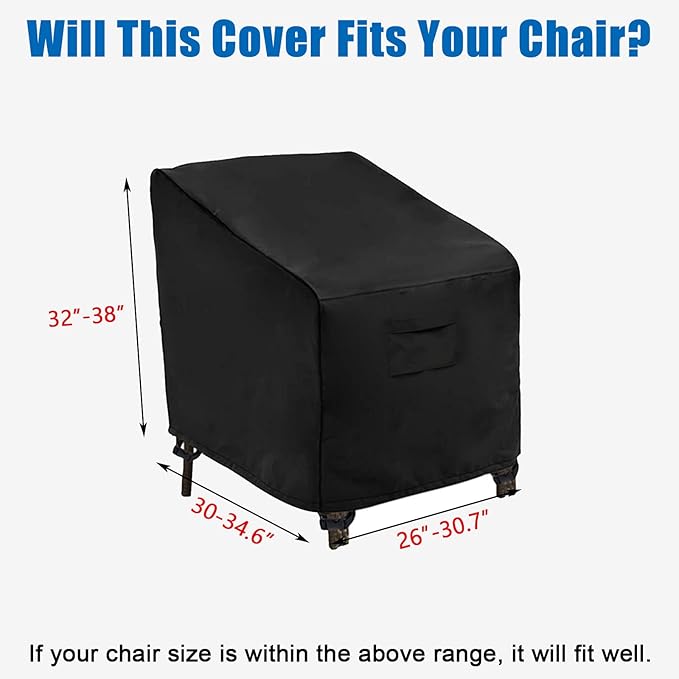 WOMACO Patio Swivel Chair Cover Waterproof Outdoor Swivel Chair Slip Covers Outside Small Large Oversized Wicker Lawn Club Chair Furniture Protector (30" Wx35 Dx39 H(2 Pack))