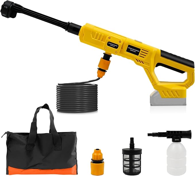 Cordless Portable Cleaning Tool Compatible with DeWalt 20V Battery, 800 PSI Brushless Handheld Cleaner Tool with 6 in 1 Nozzle, 16.4ft Hose, for Car, Garden, Floor, Fence Cleaning (NO Battery)