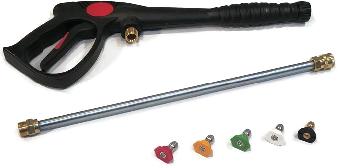 The ROP Shop Pressure Washer Front Entry Spray Gun, Maximum 3000 PSI, 140° F, 7 GPM, with 18" Extension Wand and 5 Quick-Connect Spray Tips
