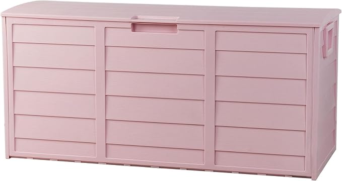 75 Gallon Outdoor Deck Box, Waterproof Storage Box with Wheels, Lockable Wheels, Patio Storage Box Storage, Resin Structure for Garden,Patio (Pink)