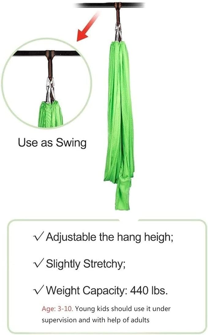 Therapy Hammock Outside, Vertical Stability Training Kids Sensory Suspended Swing for Autism, Up to 440 Lbs (200 Kg) (Color : Fruit Green, Size : 100x280cm/39x110in)