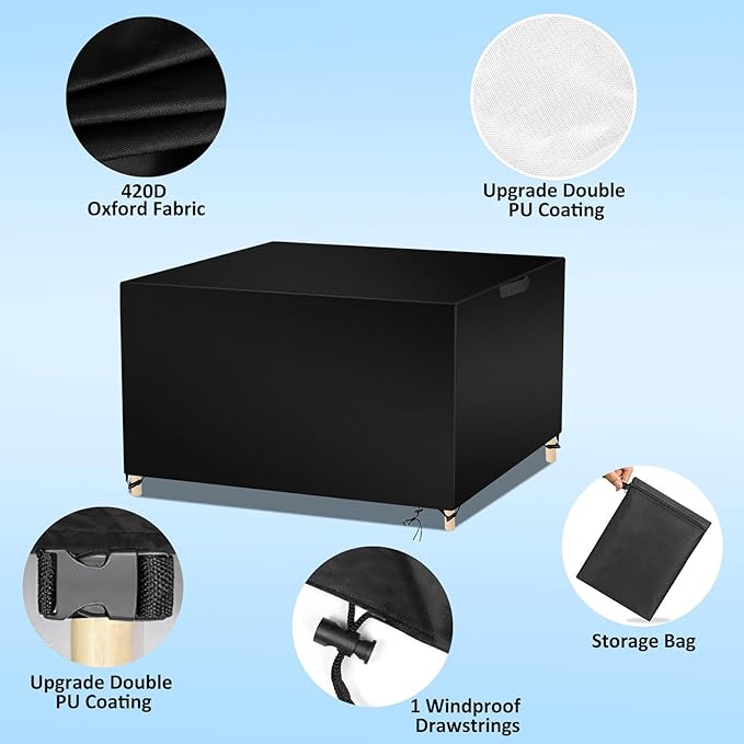 Wanocean Patio Furniture Covers Waterproof, Outdoor Furniture Cover with Storage Bag, Outdoor Table and Chair Cover for Rain, UV, Snow and Dust（98" L x 98" W x 35" H）