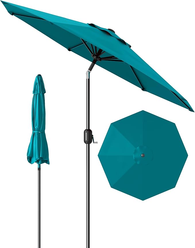 10FT Premium Patio Umbrella, Heavy Duty 8-Rib Steel Frame with Crank & Tilt, UV Protection, Fade Resistant Waterproof Polyster Canopy for Outdoor