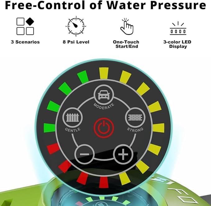 2026Upgraded Pressure Washer 5000PSI with Adjustable Touch Screen 8 Level, 34" Tall, 4 Quick Connect Nozzles,Inlet Hose&Filter&500mlFoam Cannon for Cars/Fences/Driveways/Home Cleaning,Green