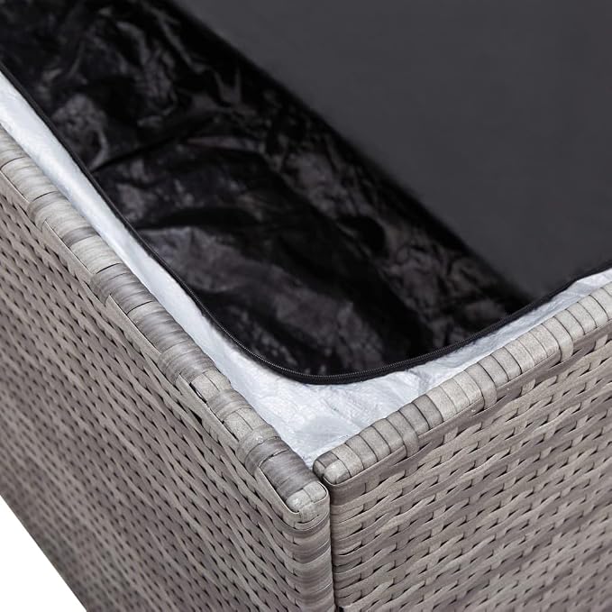 Wicker Outdoor Deck Box, Outdoor Garden Storage Box with Lid, PE Rattan Storage Container for Pillows, Cushions, Gardening Tools, 39.4"x19.7"x19.7" Gray