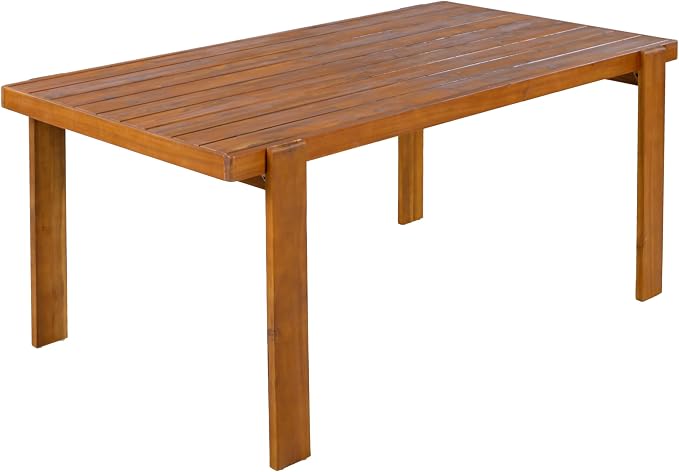 Merax Outdoor Dining Table for 6, 67" L Rectangular Acacia Wood Patio Table for Lawn Garden, Teak