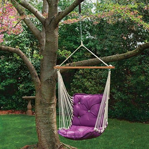 Hatteras Hammocks Sunbrella Canvas Iris Tufted Single Swing – 300 lb Capacity, Indoor/Outdoor, Cumaru Spreader Bar – Handcrafted in The USA